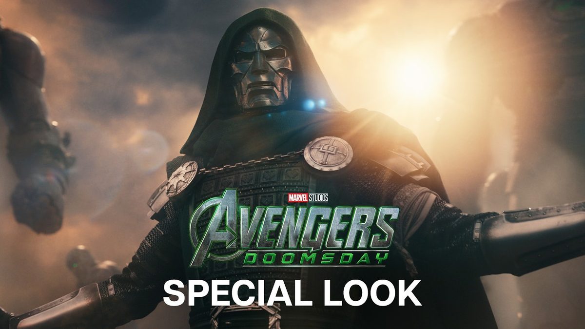 Robert Downey Jr.'s Doctor Doom, mask on, in the Avengers: Doomsday Special Look revealed at D23 2026 (Marvel Studios).